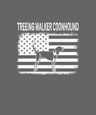  Digital Art - Treeing Walker Coonhound American Flag by Job Shirts