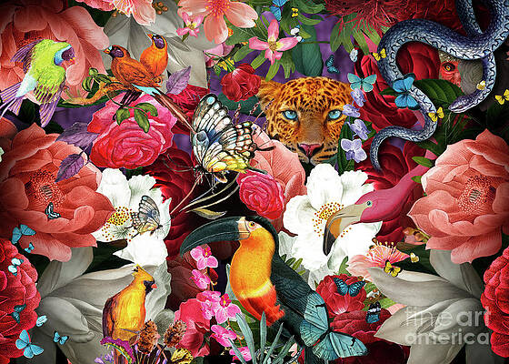 Tropical Flowers and Leopard by MGL Meiklejohn Graphics Licensing Tropical Flowers and Leopard by MGL Meiklejohn Graphics Licensing