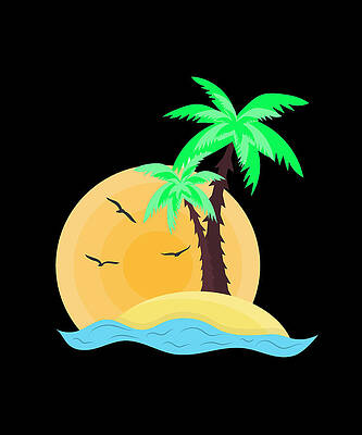 Tropical Island Icon Stylized Tropical Seascape by Daniel Gallego