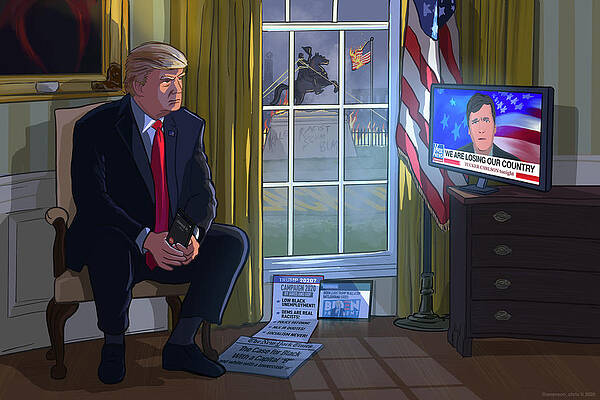 Trump Watching Tucker 2020 by Emerson Design Trump Watching Tucker 2020 by Emerson Design