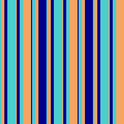 [ Thumbnail: Turquoise, Brown, and Dark Blue Colored Stripes/Lines Pattern Tapestry ]