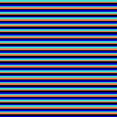 [ Thumbnail: Turquoise, Coral, Black, and Blue Colored Stripes Pattern Duvet Cover ]