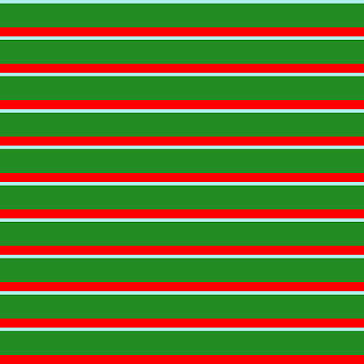 [ Thumbnail: Turquoise, Forest Green, and Red Colored Lines/Stripes Pattern Shower Curtain ]