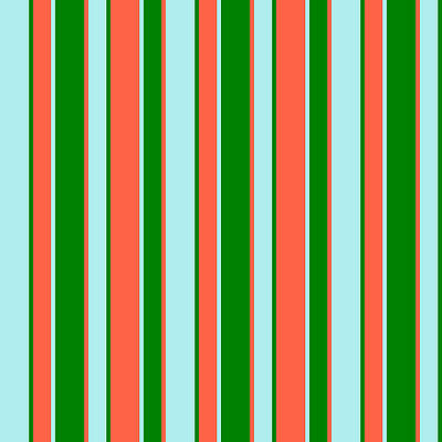 [ Thumbnail: Turquoise, Green, and Red Colored Striped Pattern Acrylic Print ]