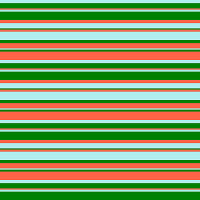 [ Thumbnail: Turquoise, Green, and Red Colored Stripes/Lines Pattern Art Print ]