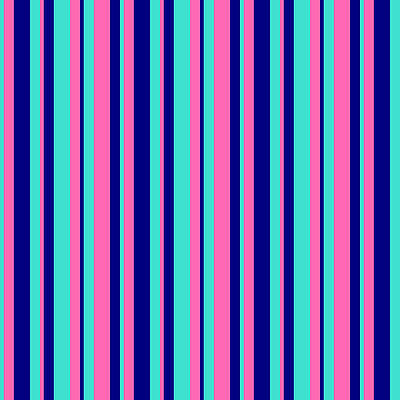 [ Thumbnail: Turquoise, Hot Pink, and Blue Colored Striped/Lined Pattern Metal Print ]