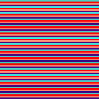 [ Thumbnail: Turquoise, Red, Salmon, and Indigo Colored Lines/Stripes Pattern Metal Print ]