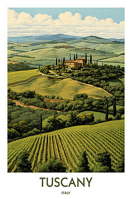 Wall Art featuring the painting Tuscany Italy by Land of Dreams
