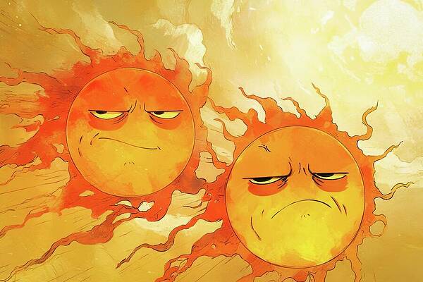 Wall Art - Digital Art - Two Grumpy Suns by Matthias Hauser