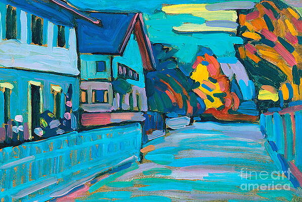 Wall Art - Painting - Two Houses in Murnau 1908 by Wassily Kandinsky