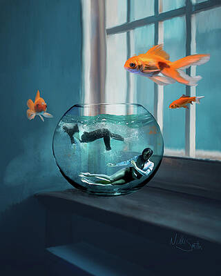 Wall Art - Digital Art - Two Lost Souls Swimming in a Fishbowl by Nikki Marie Smith
