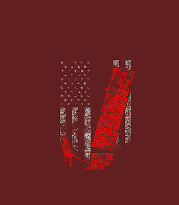  Digital Art - Two Sided Logging Flag Red Logger Felling A Tree by Claudi Edith