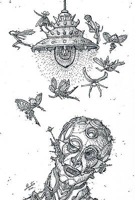Wall Art - Drawing - Under The Same Light by Fabrizio Cassetta
