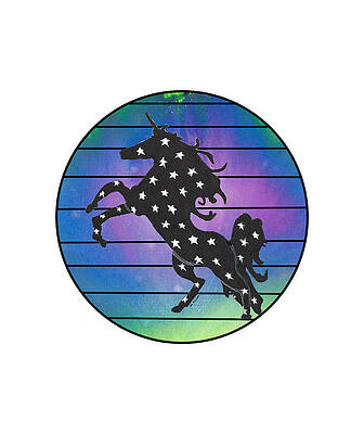 Wall Art - Drawing - Unicorn Power with Abstract Colored Circle and Lines by Ali Baucom