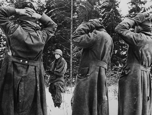 US Soldier Guarding German Prisoners - Battle Of The Bulge - 1944 by War Is Hell Store US Soldier Guarding German Prisoners - Battle Of The Bulge - 1944 by War Is Hell Store