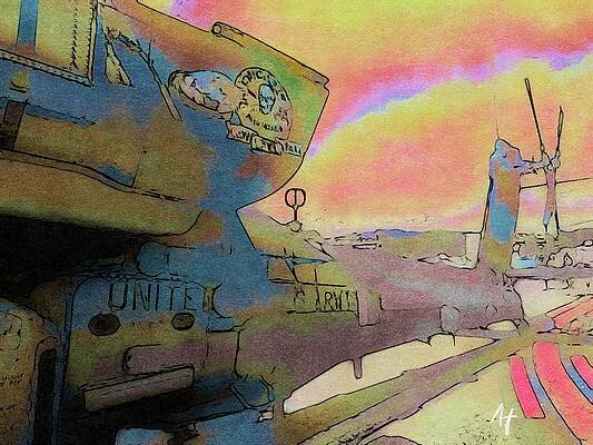 Wall Art - Painting - United States Army Apache in sunset by AList Art Gallery
