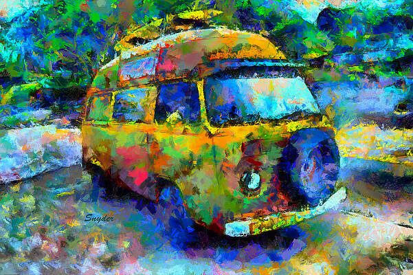 V W Flower Power Hippie Bus 2 by Floyd Snyder V W Flower Power Hippie Bus 2 by Floyd Snyder