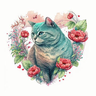 Valentines Day Art Greetings 10 Beautiful Cat by Matthias Hauser Valentines Day Art Greetings 10 Beautiful Cat by Matthias Hauser