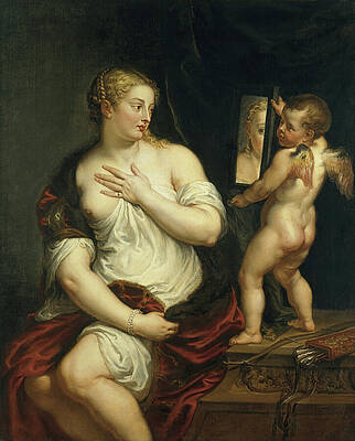 Wall Art - Mixed Media - Venus and Cupid 17th Century by Peter Paul Rubens