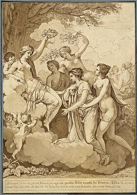 Venus and the Graces Crowning Themire Print by Jean-Francois-Pierre Peyron