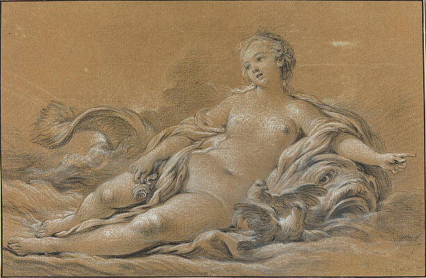 Venus Reclining on a Dolphin Print by Francois Boucher