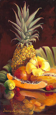 Wall Art - Painting - Vertical Fruit and Flower by Laurie Snow Hein