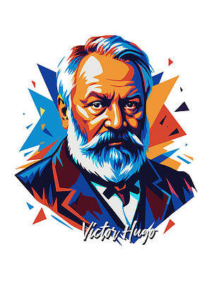 Wall Art - Digital Art - Victor Hugo Portrait Pop Art by Vector Artnesia