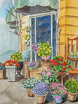 Wall Art - Painting - Vienna Austria Downtown Flower Shop Watercolor  by Irina Sztukowski