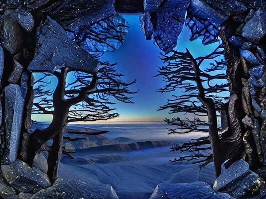 Wall Art - Digital Art - View From a Crystal Cave by Eris And AI
