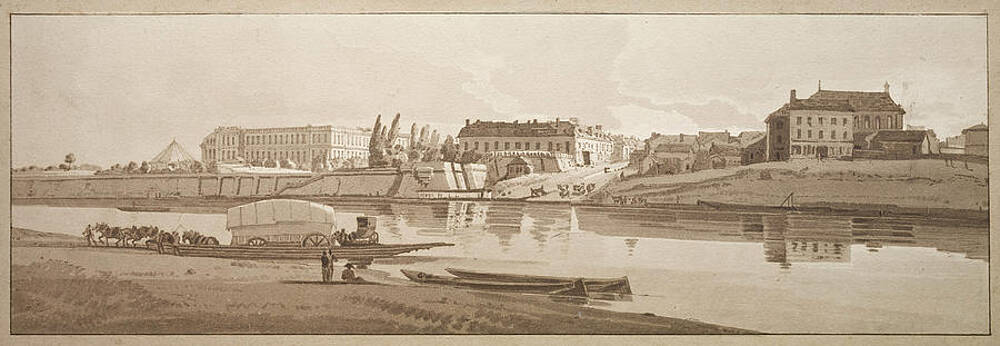 View of the Palace and Village of Choisi on the Banks of the Seine Print by Thomas Girtin