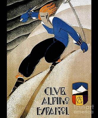 Vintage Art Deco ski sport travel Spain by Matthews Oliver