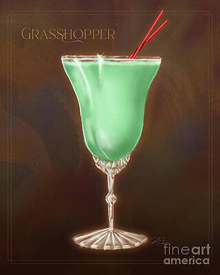 Wall Art - Mixed Media - Vintage Cocktails-Grasshopper by Shari Warren