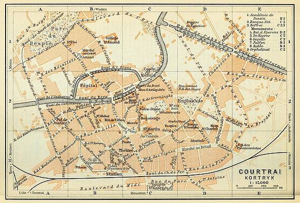 Vintage Kortrijk Belgium Map 1910 by Adam Shaw Vintage Kortrijk Belgium Map 1910 by Adam Shaw