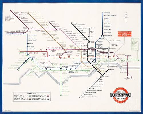 Wall Art - Digital Art - Vintage London Underground map by Christina Fairhead Art and Merch
