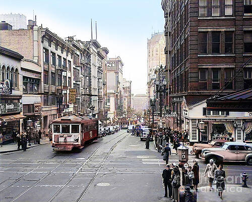 Vintage Nostalgic San Francisco Stockton and Sutter Streets 20210411 Colorized by Wingsdomain Art and Photography Vintage Nostalgic San Francisco Stockton and Sutter Streets 20210411 Colorized by Wingsdomain Art and Photography