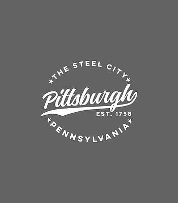 Vintage Pittsburgh Pennsylvania The Steel City White Text by Dacre Aaima