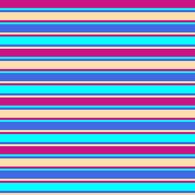 [ Thumbnail: Violet, Aqua, Royal Blue, and Tan Colored Pattern of Stripes Art Print ]