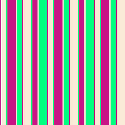 [ Thumbnail: Violet, Beige, and Green Colored Stripes/Lines Pattern Acrylic Print ]
