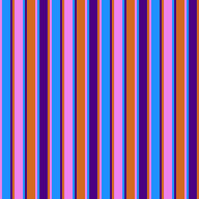 [ Thumbnail: Violet, Blue, Indigo, and Chocolate Colored Stripes Pattern Acrylic Print ]
