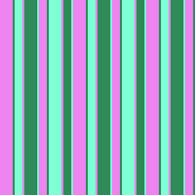 [ Thumbnail: Violet, Sea Green, and Aquamarine Colored Pattern of Stripes Acrylic Print ]