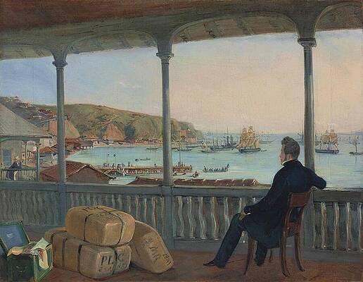 Wall Art - Painting - Vista de Valparaiso. View of Valparaiso. by Johann Moritz Rugendas