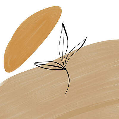 Wall Art - Digital Art - Vita 2 - Minimal, Modern - Abstract Leaf Painting  by Studio Grafiikka