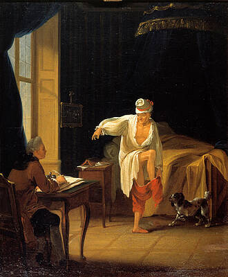 Voltaire dictating his secretary Cosimo Alessandro Collini Print by Jean Huber