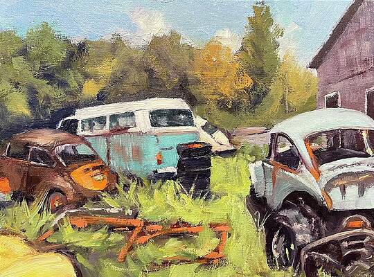 Wall Art - Painting - VW Graveyard by Laura Toth