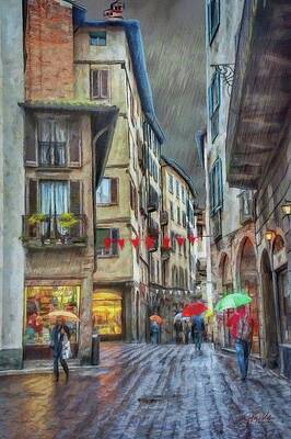 Walking in the Rain - Bergamo by Jeffrey Kolker Walking in the Rain - Bergamo by Jeffrey Kolker