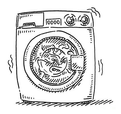 Washing machine hand drawn sketch icon Royalty Free Vector
