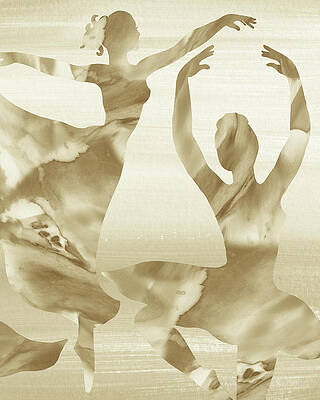 Watercolor Ballerina Silhouette Elegant Dance Ballet Beige Decor III by Irina Sztukowski Watercolor Ballerina Silhouette Elegant Dance Ballet Beige Decor III by Irina Sztukowski