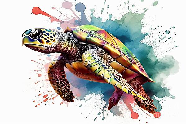 Cute Little Turtle Swim Art Shaped T-shirt Women's -Image by Shutterstock