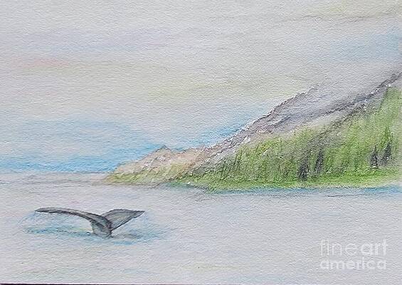 Wall Art featuring the painting Whale's Tales by Angela J Murray