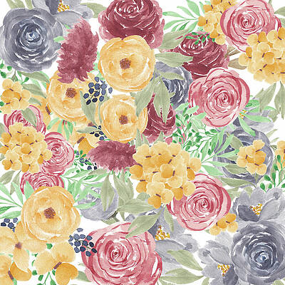 Wall Art - Digital Art - Whimsical Spring Garden pattern flowers by Thursina
